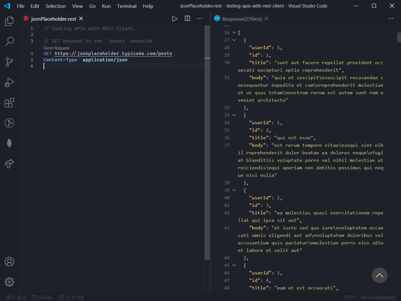 Response from the API when GET request is performed.