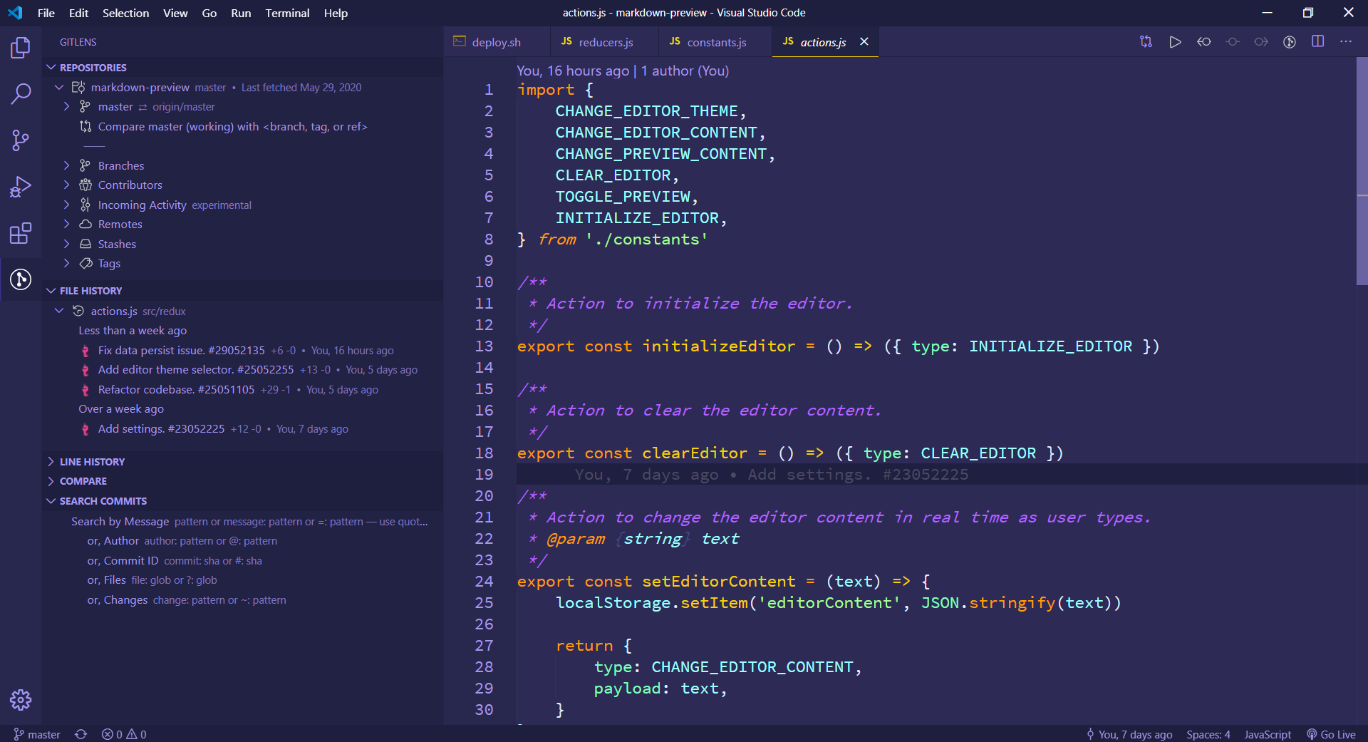 Gitlens on Visual Studio Code