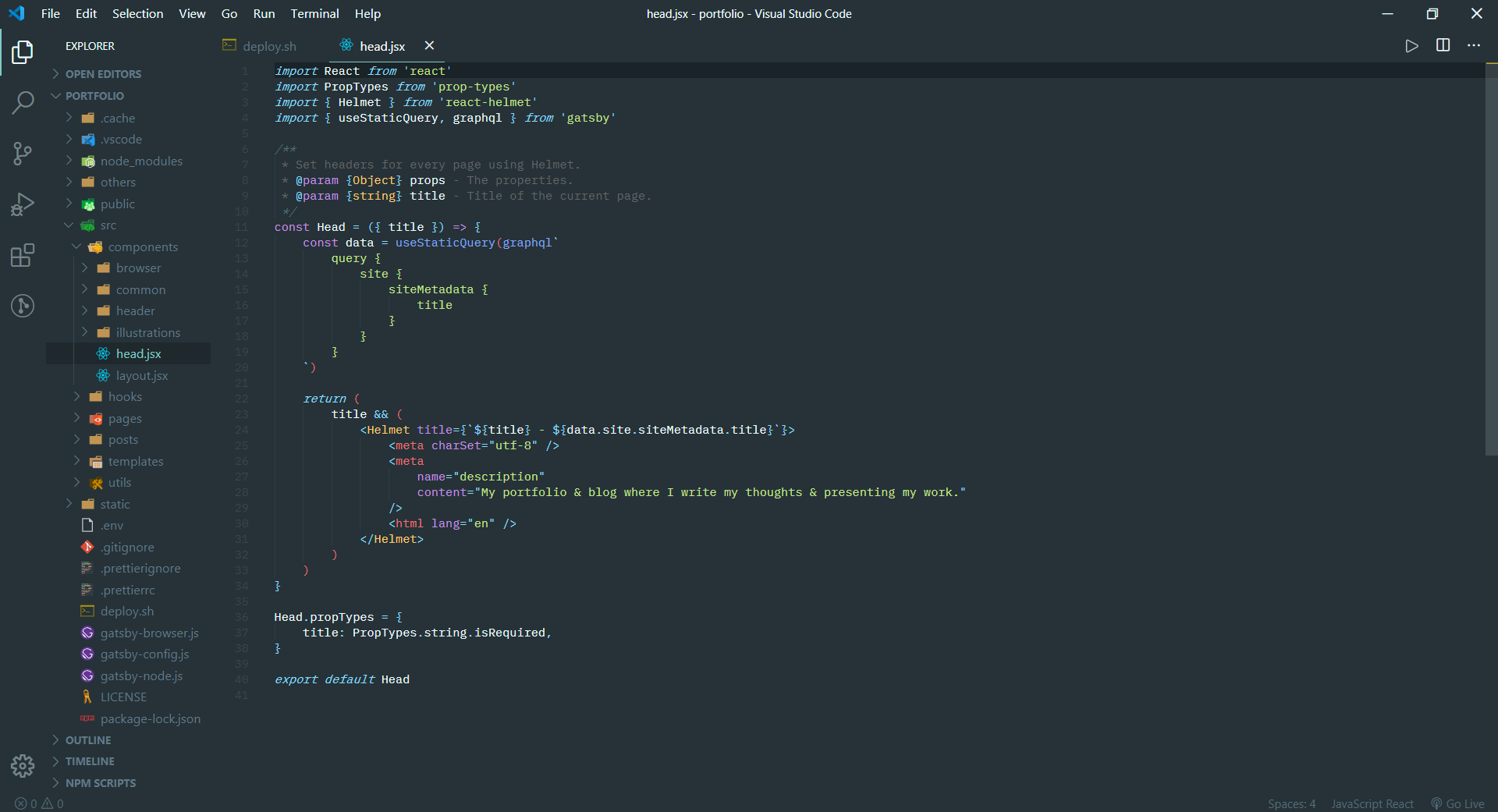 Material Theme theme on Visual Studio Code