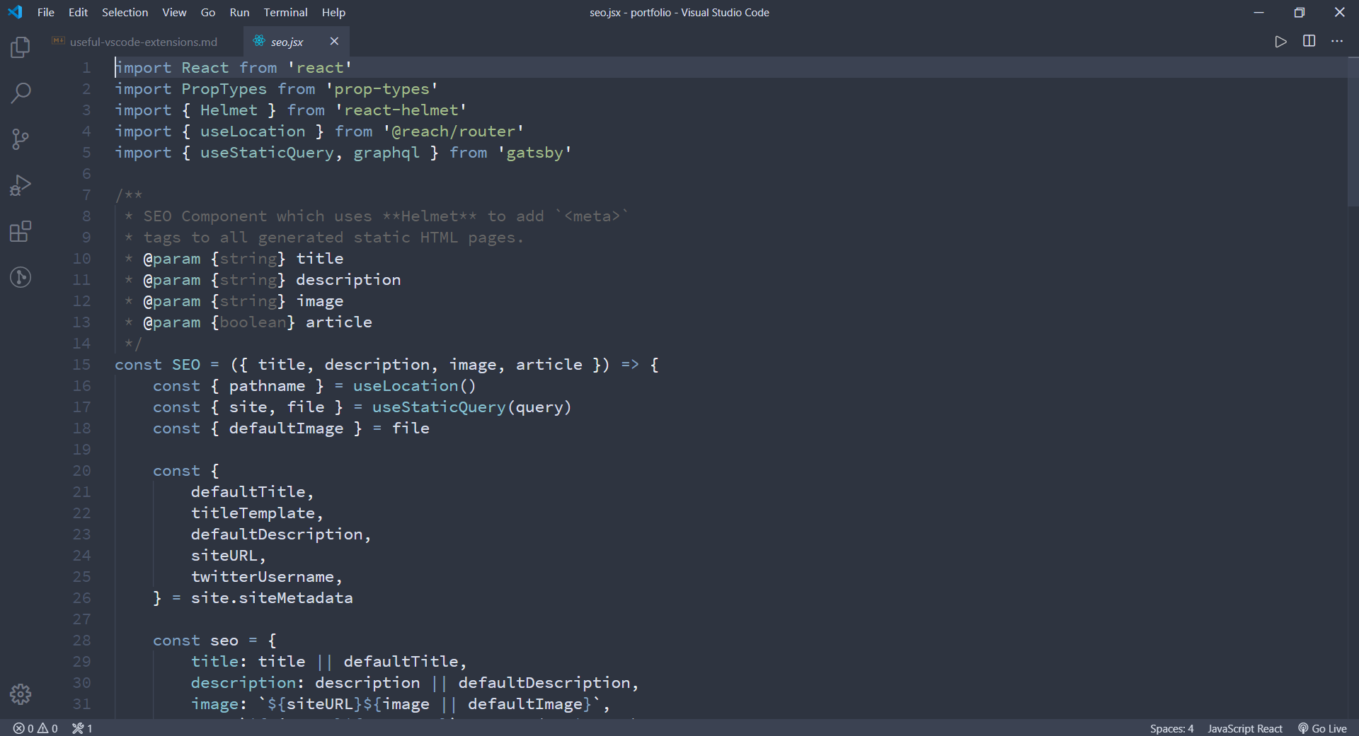 Nord theme on Visual Studio Code